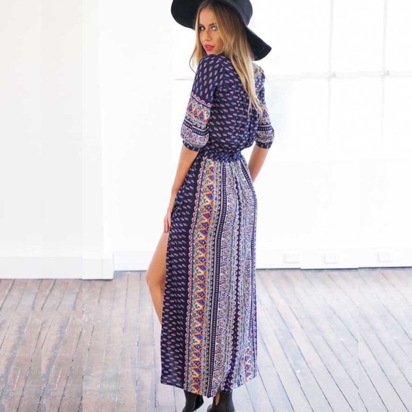 Button Front 3/4 Sleeve Floral Dress - Picture 2 of 5